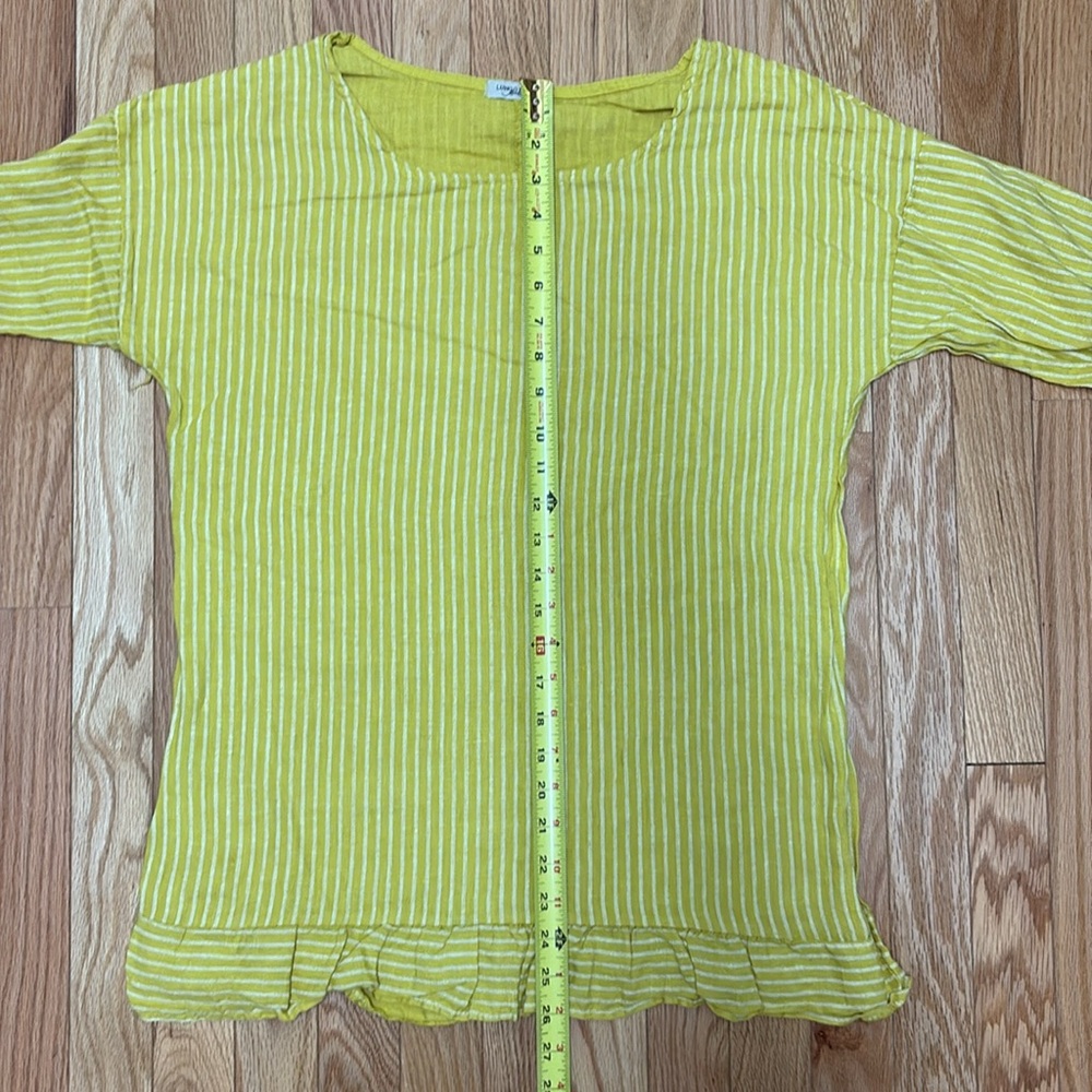 Lungo L'Arno Mustard Linen Ruffled Top - Large - Picture 6 of 7